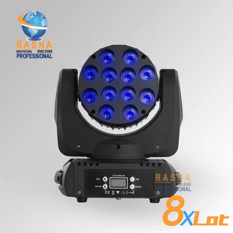 

8pcs/LOTHot Sale12pcs*10W 4IN1 Cree RGBW LED Beam Moving Head Light With LCD Display,Stage Disco Party Moving Head Beam