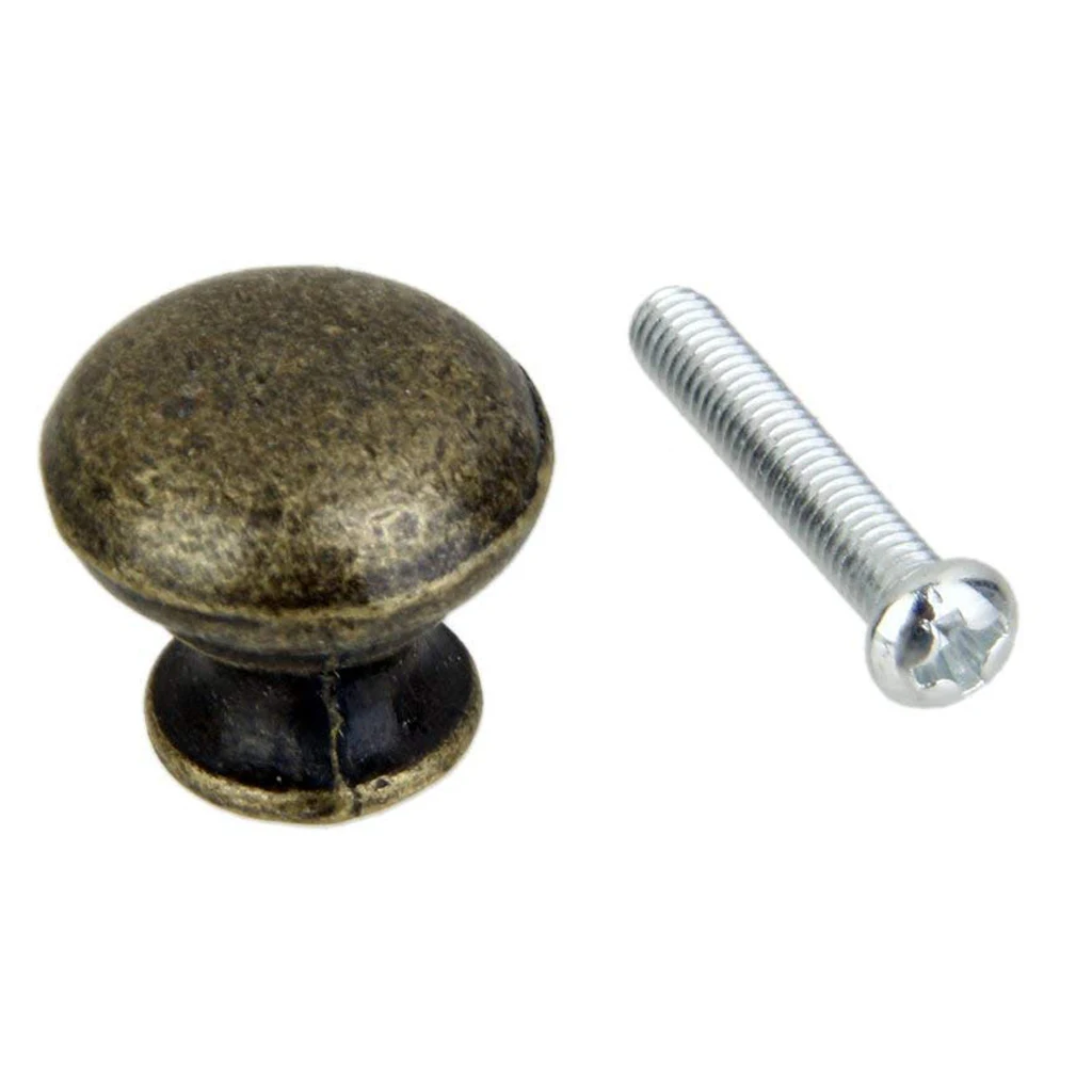 Set of 6 Handle Door Knob Round Drawer Cabinet Vintage - Antique Brass Set of 6 Handle Door Knob Round Drawer Cabinet Vintage - Antique Brass