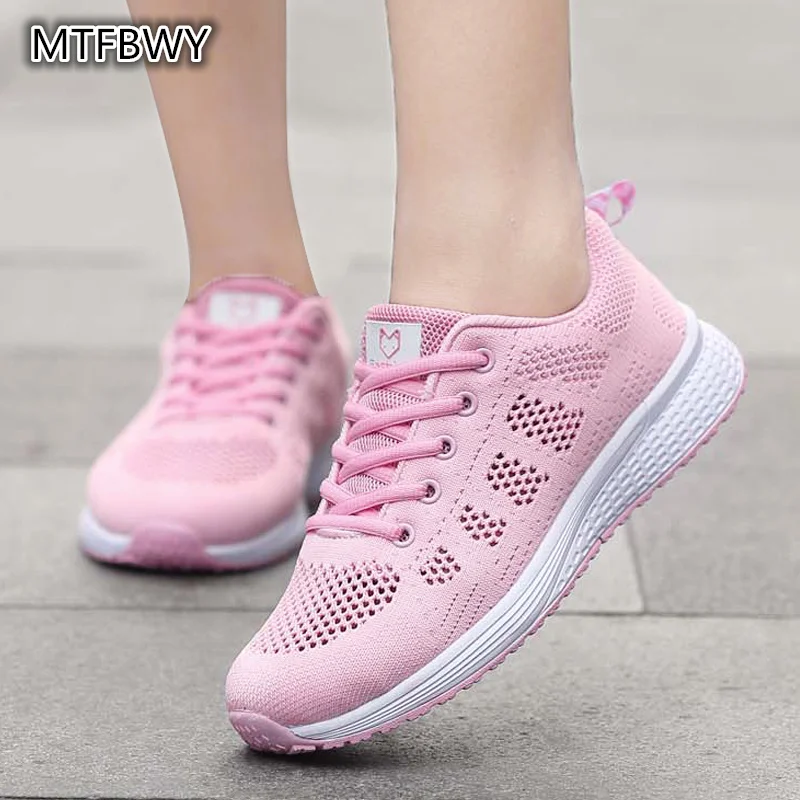 New Gray Pink Women Sneakers Mesh breathable running shoes jogging ...