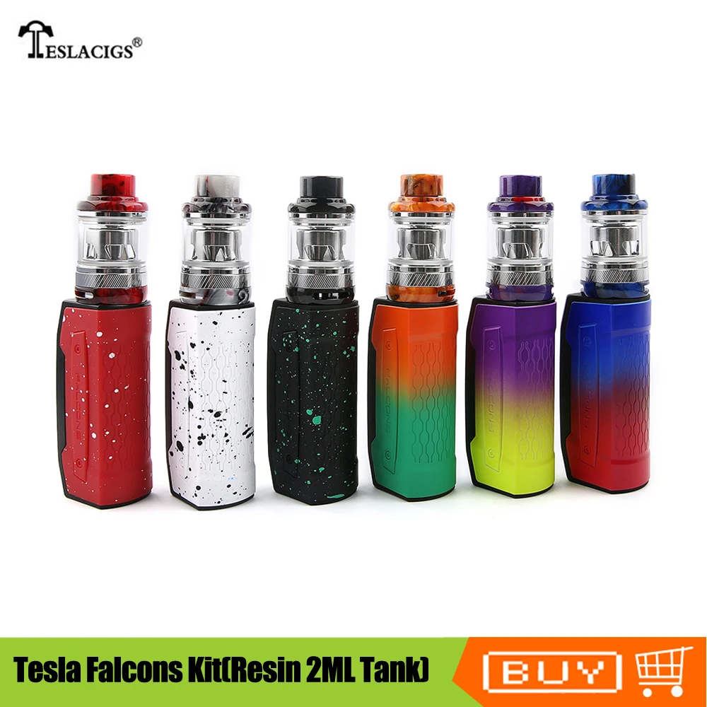 

Original Tesla Falcons Starter Kit 2ML Resin Tank 2000mAh Battery Box Mod Vaporizer With TS-XX 0.18ohm Coil Electronic Cigarette