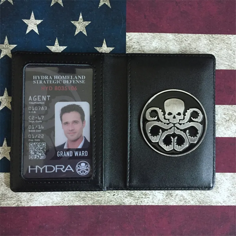 

The Avengers Agents of shield S.H.I.E.L.D. Badge Hail Hydra ID Cards Holder Wallet 1:1 Gift Cosplay Props Red Skull Badge Stamp