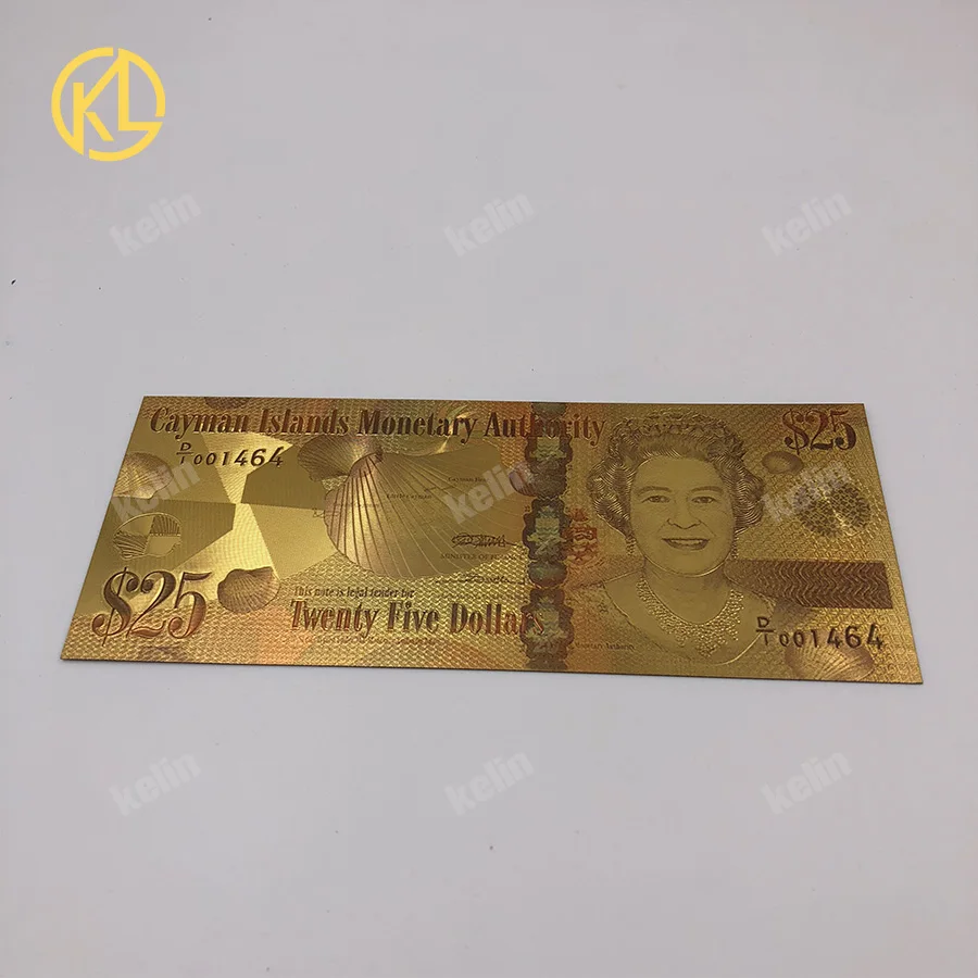 1pc Gold Color Foil Cayman Islands Monetary Authority 25 Dollars Banknote For Souvenir Currency Gold Banknotes Aliexpress