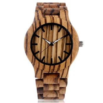 

Casual Handmade Nature Wood Bamboo Fold Clasp Analog Wrist Watch Wooden Band Men Strap Novel Sport Stripe Quartz Bangle Trendy