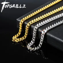 TOPGRILLZ 925 Sterling Silver Cuban Necklace Chain 18‘’ 22‘’ Inch Gold Silver Color Fashion Hip Hop Jewelry Link For Gifts