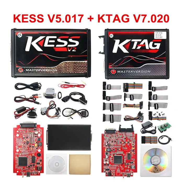 Онлайн красный ЕС KESS V2 5,017 V2.47 Ktag V7.020 OBD2 менеджер Тюнинг Комплект KESS V5.017 4 светодиодный K-tag V2.25 BDM Рамка ECU программист - Цвет: KESS 5017 KTAG 7020