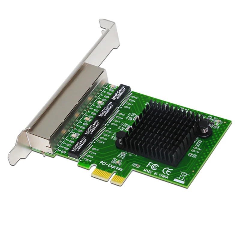 Kopen Netwerkkaart 4 Port Gigabit Ethernet 10 100 1000 M PCI e pci Express 4x Gigabit Ethernet Netwerk card LAN Adapter voor Desktops