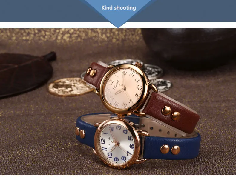 Julius ретро заклепки кожаные часы женские классические синий круглый цифровой циферблат кварцевые платье наручные часы модные панк Reloj Mujer подарок