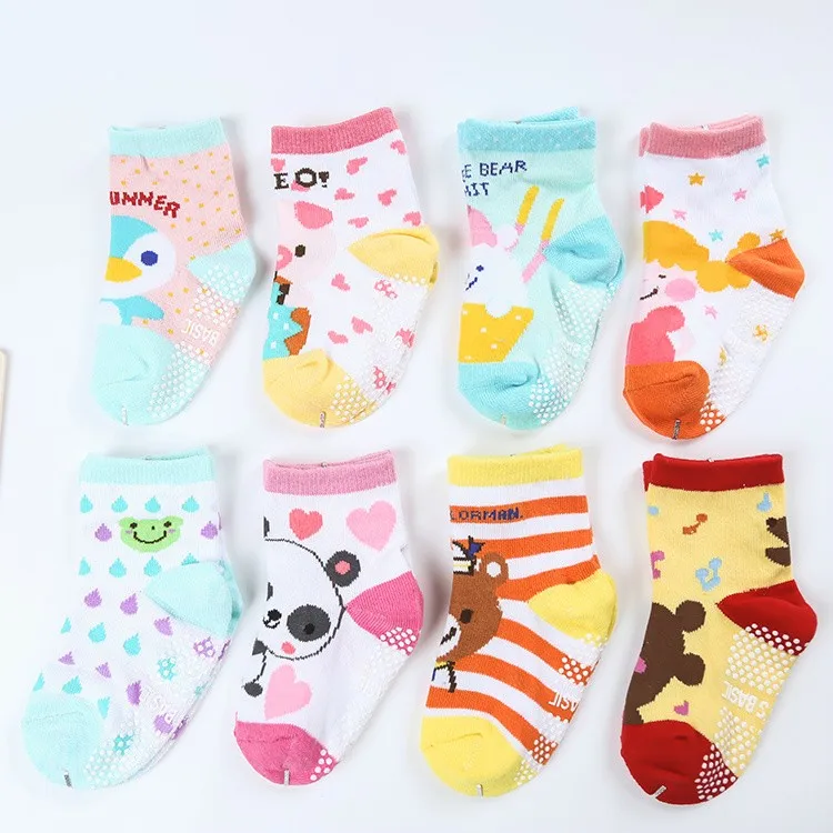10 пар/лот, детские носки повседневные детские тапочки для новорожденных мальчиков и девочек Нескользящие носки-тапочки для детей от 0 до 2 лет