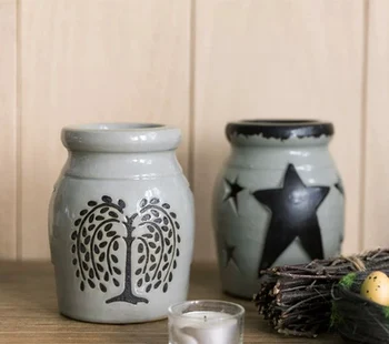 

Creative Retro Nostalgic Scented Candle Holder Sandalwood Furnace Bedroom Home Oil Lamp Ceramic Ornaments