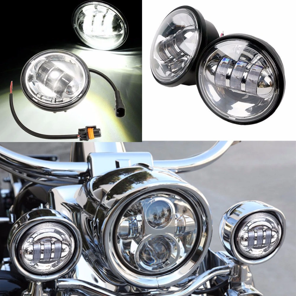 2pcs DC 12V Motorcycle 5.5'' Chrome Front Headlight Fog Passing Light Custom 2pcs DC 12V Motorcycle 5.5'' Chrome Front Headlight Fog Passing Light Custom
