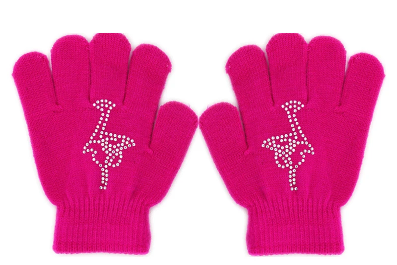 Красочные Волшебные Фигурное катание теплые перчатки, кисти руки протектор для рук тепловой безопасности для детей девочек коньки горный хрусталь случайный стиль