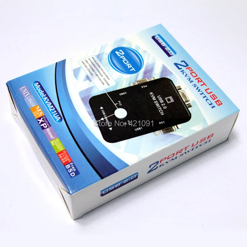  2 Ports USB 2.0 VGA SVGA KVM Switch Box Adapter 2 Computer Sharing Monitor Keyboard Mouse With Two 