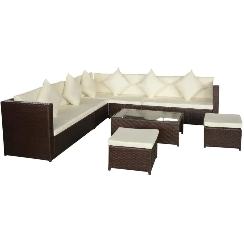 vidaXL 29 Piece Garden Sofa Set Poly Rattan Brownin Garden Sets from