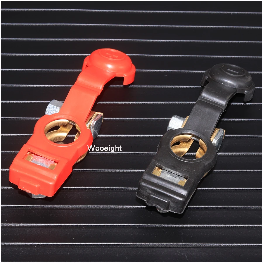 Wooeight 2Pcs Universal Car Battery Positive Negative Terminal Clamp Clips Protection Covers Connector For Benz BMW VW Honda (3)