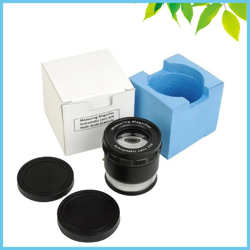 

8 LED Lights Illuminated Adjustable Cylinder Loupe 10X Magnifier with Scale Printing Measuring Microscope