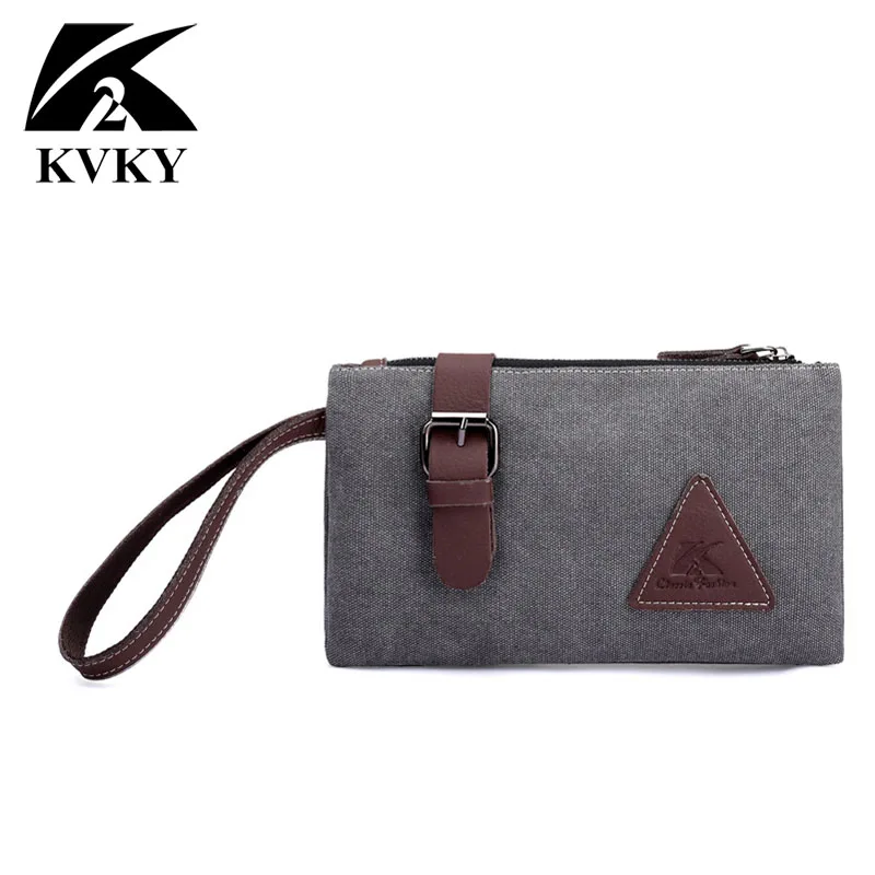KVKY новинка Винтажный Мужской клатч для путешествий брезентовый маленькая
