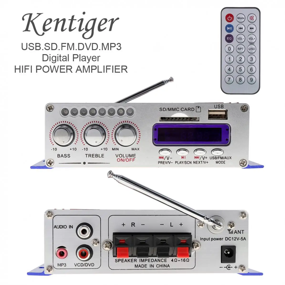 HY502 Digital Display Hi-Fi 2CH Car Stereo Power Amplifier AMP Support for iPod USB MP3 FM SD Jack Input with Remote Control | Автомобили