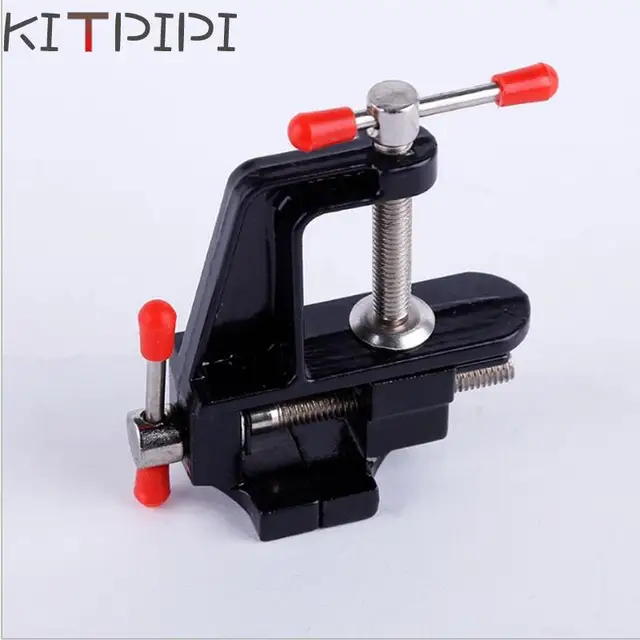 KITPIPI 3.5 Inch Aluminum Miniature Small Jewelers Hobby Clamp On Table Bench Vise Mini DIY Craft Tool Vice Fixed Repair Tool