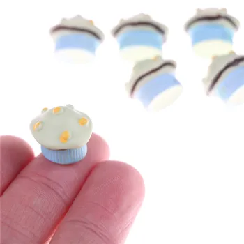 

10pcs Kawaii Fashion Mushroom Cup Cakes Mushroom Cup Cake Miniature Food Models Dollhouse Accessories