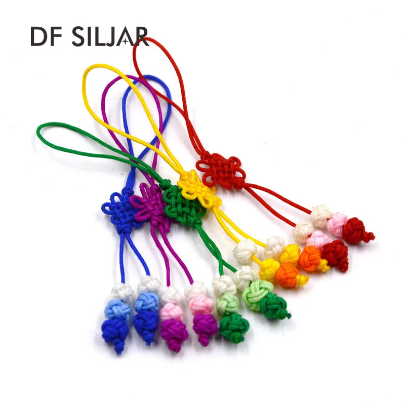 

100pc/lot Meryl Tassel Chinese Knot Tassel Terylene Cord Chinese Knot Art KeyChain Keyring Cellphone Lanyards Straps Y1859