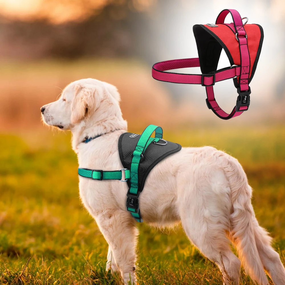 

Nylon Dog Harness For Medium Large Pet No Pull Soft Dogs Harness Vest With Quick Fit Handle for K9 Labrador Walking Training