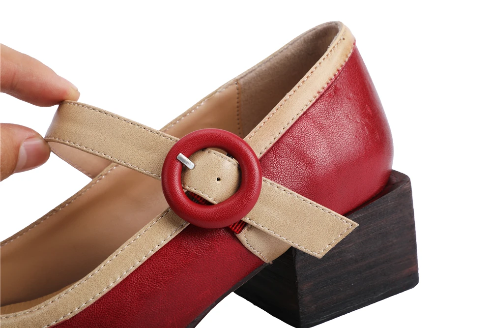 genuine leather Chunky Heels Brand mary janes pumps woman shoes sweet date shoes women pumps