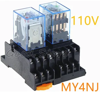 

1SET MY4NJ with Din Rail Mount Socket Base 14 Pins 110V DC AC MY4N Relay Switch