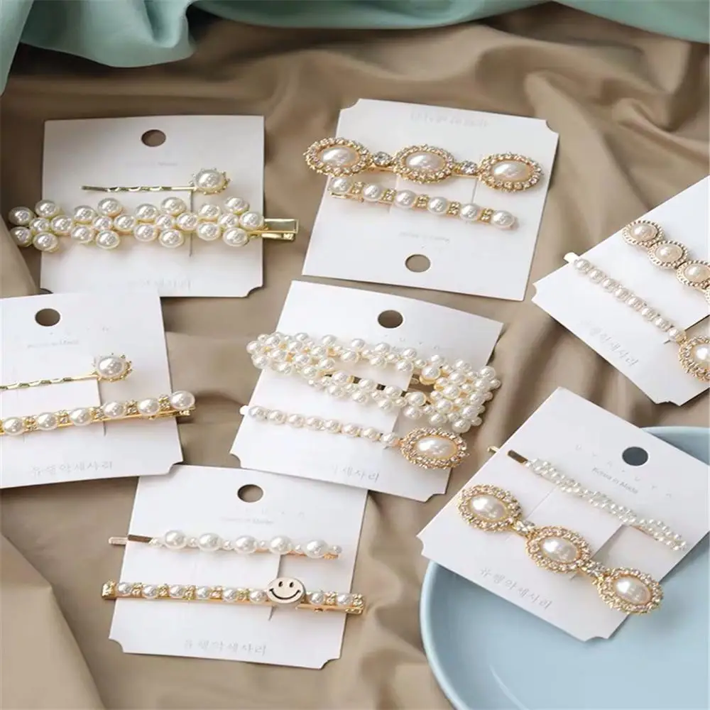 

M MISM Ins Fashion Korean Style Women Pearl Rhinestone Hair Clips Simple Elegant Retro Hairpins Girls Hair Accessories