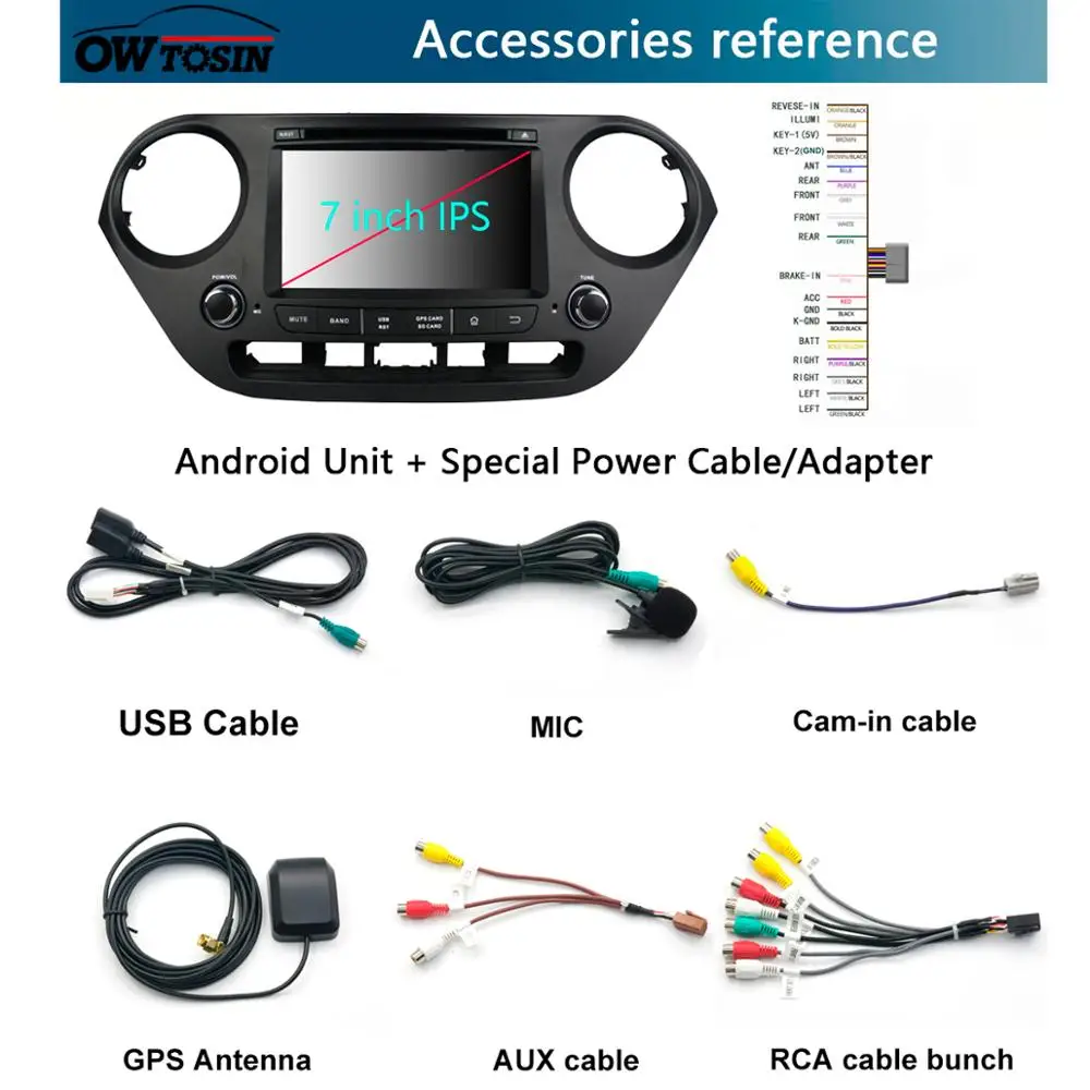 Excellent 7"IPS 1920*1080 8Core 4GB RAM+64GB ROM Android 9.0 Car DVD Player For Hyundai I10 2014 2015 2016 2017 DSP Radio GPS Parrot BT 4
