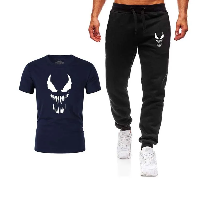 New Men's Sets T Shirts+pants men Brand clothing Two piece suit tracksuit Fashion Casual Tshirts Gyms Workout Fitness Sets 