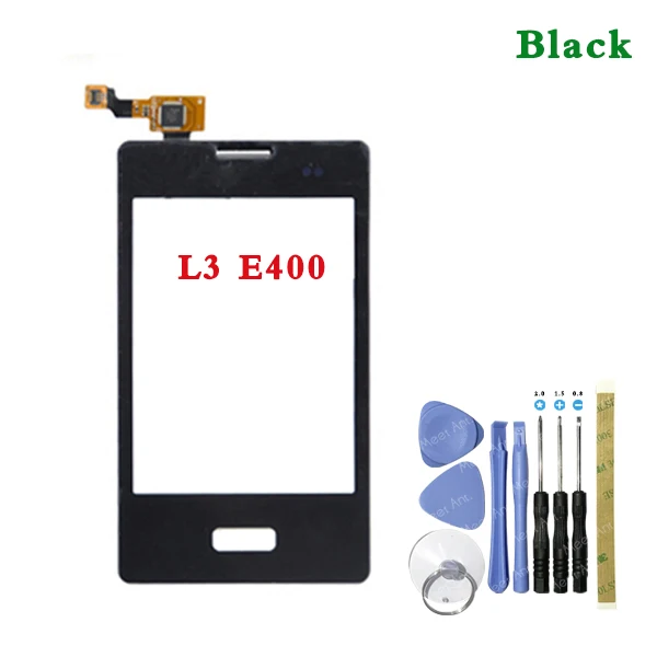 Замена высокого качества 3," для LG Optimus L3 E400 и Dual E405 сенсорный экран дигитайзер сенсор внешняя стеклянная панель объектива - Цвет: E400 Black With Tool