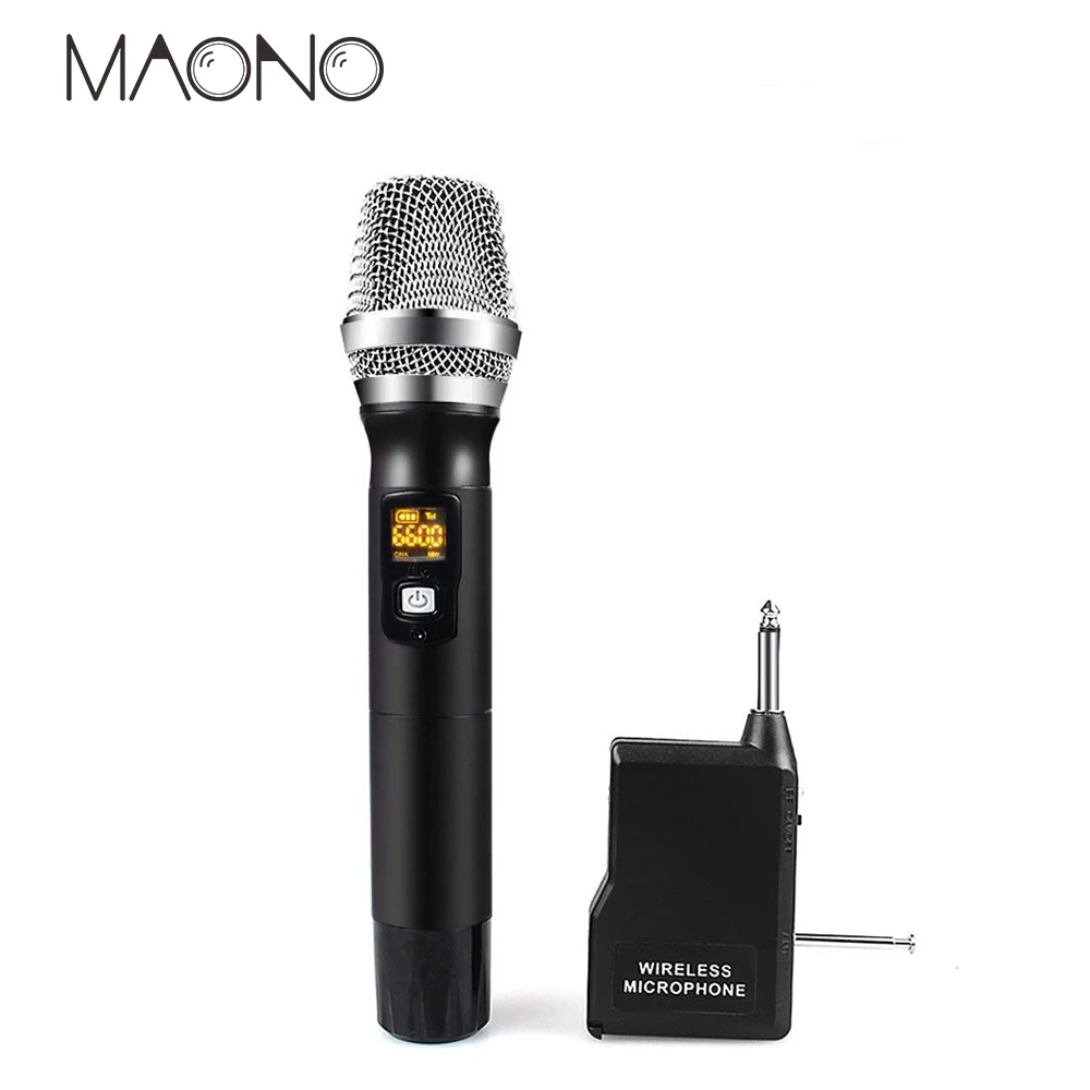 

MAONO Wireless UHF Microphone professional condenser studio Mic Voice Amplifier LCD Display Dual Channel Handheld Karaoke Mixer