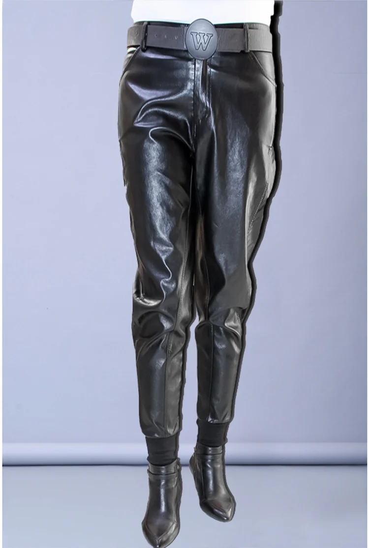 Европейская станция осень и зима новые леггинсы одежда шаровары PU дикие кожаные брюки женские толстые ноги брюки