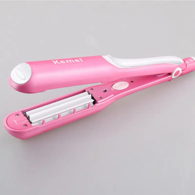 

Kemei electric hair straighter Professional Ceramic Corn Splint Iron Barrel Clamp Straighter Wave Curler KM-1211 Gift