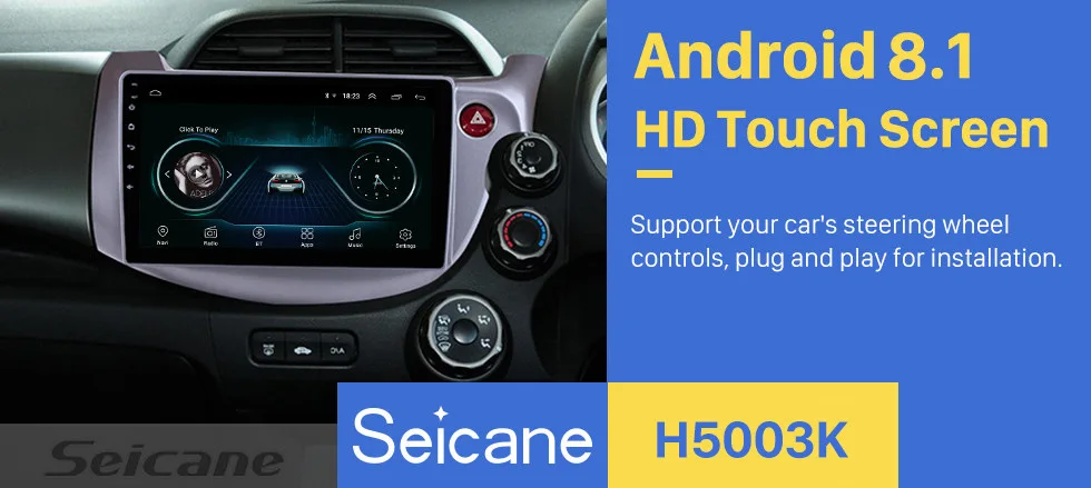 Seicane Android 8,1 10," 2Din автомобильный стерео радио gps головное устройство проигрывателя для 2007 2008 2009 2010 2011 2012 2013 HONDA FIT JAZZ RHD
