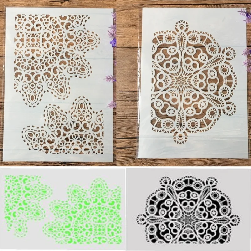 

2Pcs A4 Half Circle 1/4 Round DIY Craft Layering Stencils Painting Scrapbooking Stamping Embossing Album Paper Template