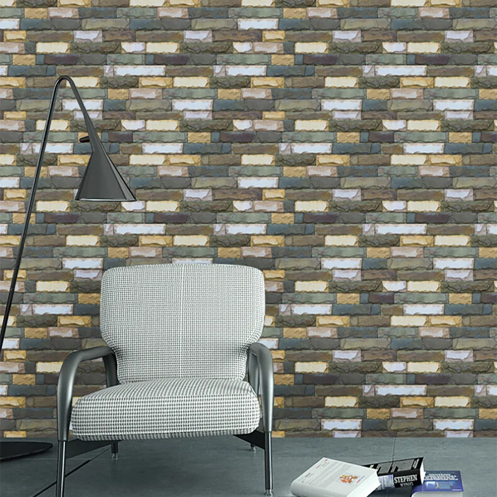 

PE Foam 3D Brick Stone Rustic Effect Self-adhesive Wall Sticker Home Decor 45*45cm Wallpaper Room House 2019