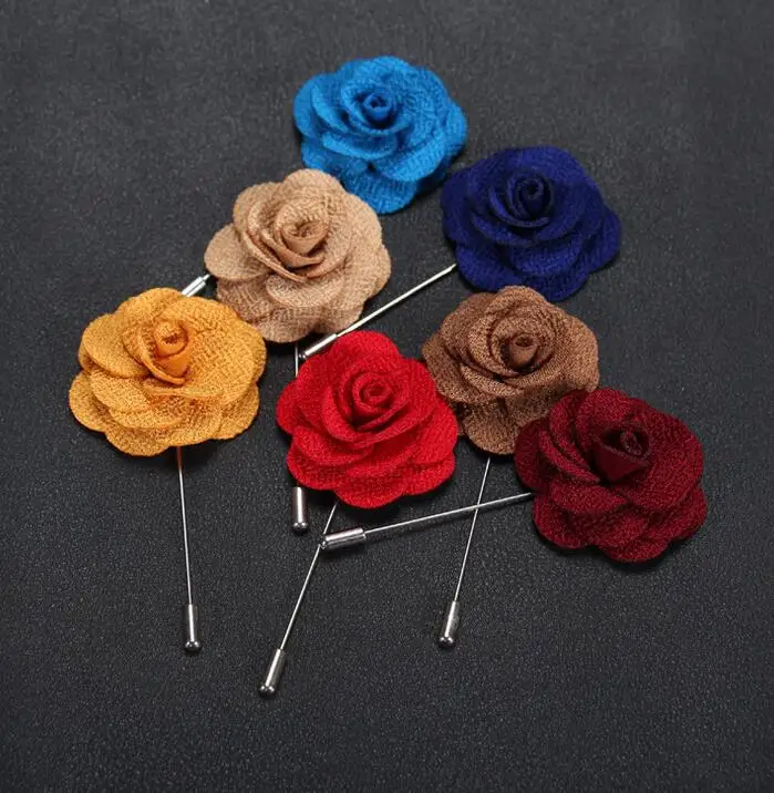 Brooch Flower Lapel Pin 18 Colors Women Men Fabric Rose Brooches Dress
