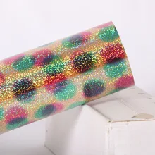 Специальный эффект, голографическая теплопередача, виниловая футболка HTV, железо на тепловом прессе, Круглый разноцветный лазер HTV 50 см x 2500 см