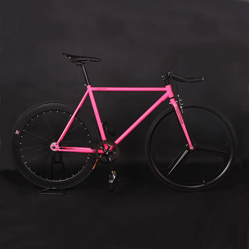 Fixie велосипед DIY 700C Ретро стальная рама фиксированная передача велосипед винтажная стальная рама Fixie трек велосипед - Цвет: Розовый