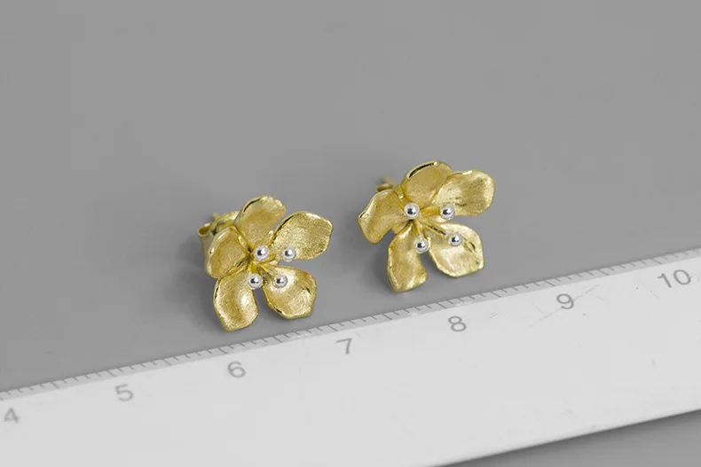 INATURE 925 стерлингового серебра милый цветок персика Серьги гвоздики для женщин модные ювелирные изделия