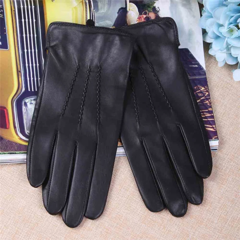 Genuine Leather Gloves Men's Sheepskin Fashion Thin Men's Short Driving