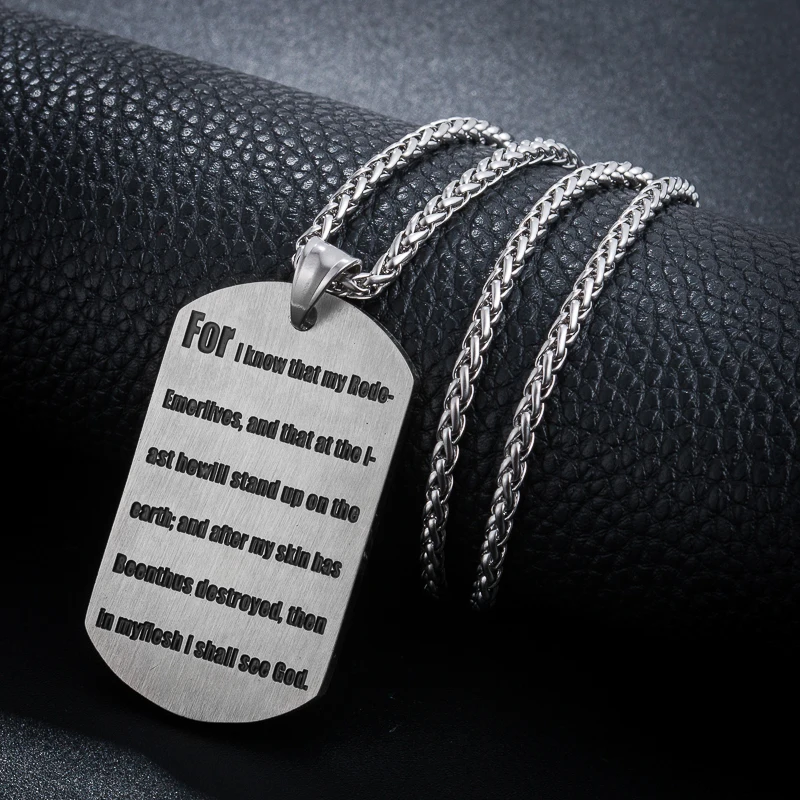 WAWFROK FOR Stainless steel Necklaces Men Fashion Dog Tag Pendant