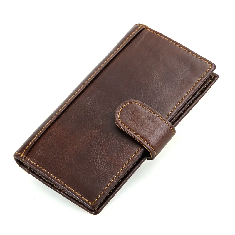 

J.M.D Genuine Leather Simple Design Coffee Color Men's Long Style Wallet Hot Selling Card Hoder Money Holder For Young R-8120Q