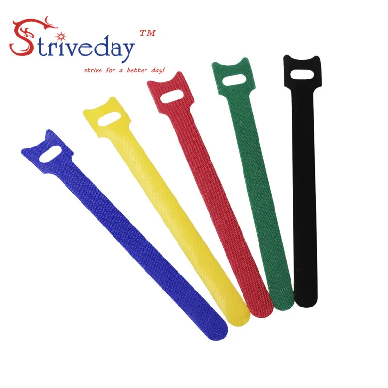 Cena 100 sztuk 5 kolorów do wyboru magia taśmy kable w wiązce taśmy opaski kablowe nylon Tie przewód kabel komputerowy słuchawki winder velcroe krawat