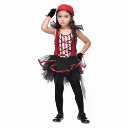 Дети обувь для девочек пират ролевые игры слоистых газовое платье + шарф перчатки костюм для Хэллоуин (без нож) M