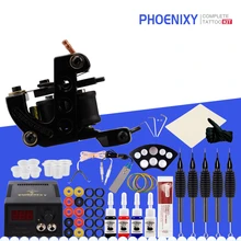 Наборы для тату 1 пистолет комплект тату-машинки lcd источник питания 4 цвета чернила пигментные наборы одноразовые иглы сцепление Советы Набор татуировок