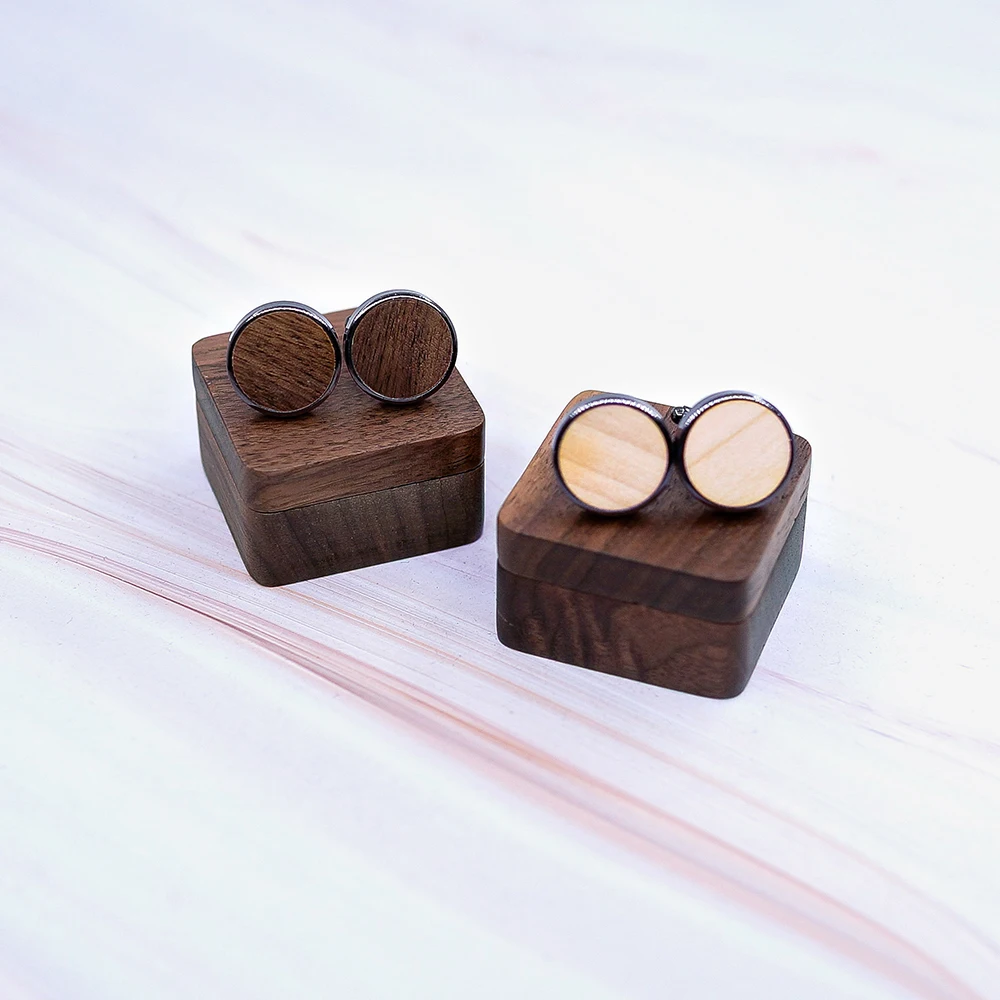 New 2019 Design Wood Cufflinks Wedding Groom Anchor Cufflink Shirt Cufflinks For Mens Casual Cuff Link Fashion Wood Gift box