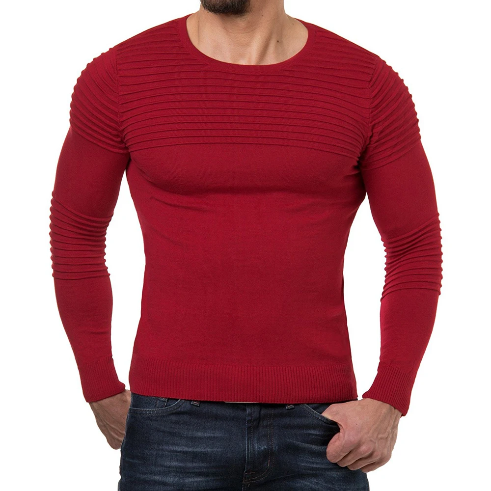 Sweater Men 2018 High Quality Pullover Men Autumn Round Neck Stripe Quality Knitted Brand Male Sweaters XXL T66