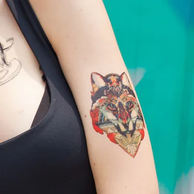 Tatuaje Temporal Pegatinas Mujeres Hombres Color Fresco Lobo